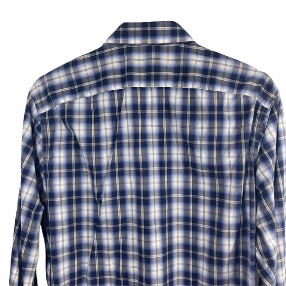 Banana Republic Medium Men's Blue Plaid Casual Button Front Dress Shirt - Picture 5 of 7